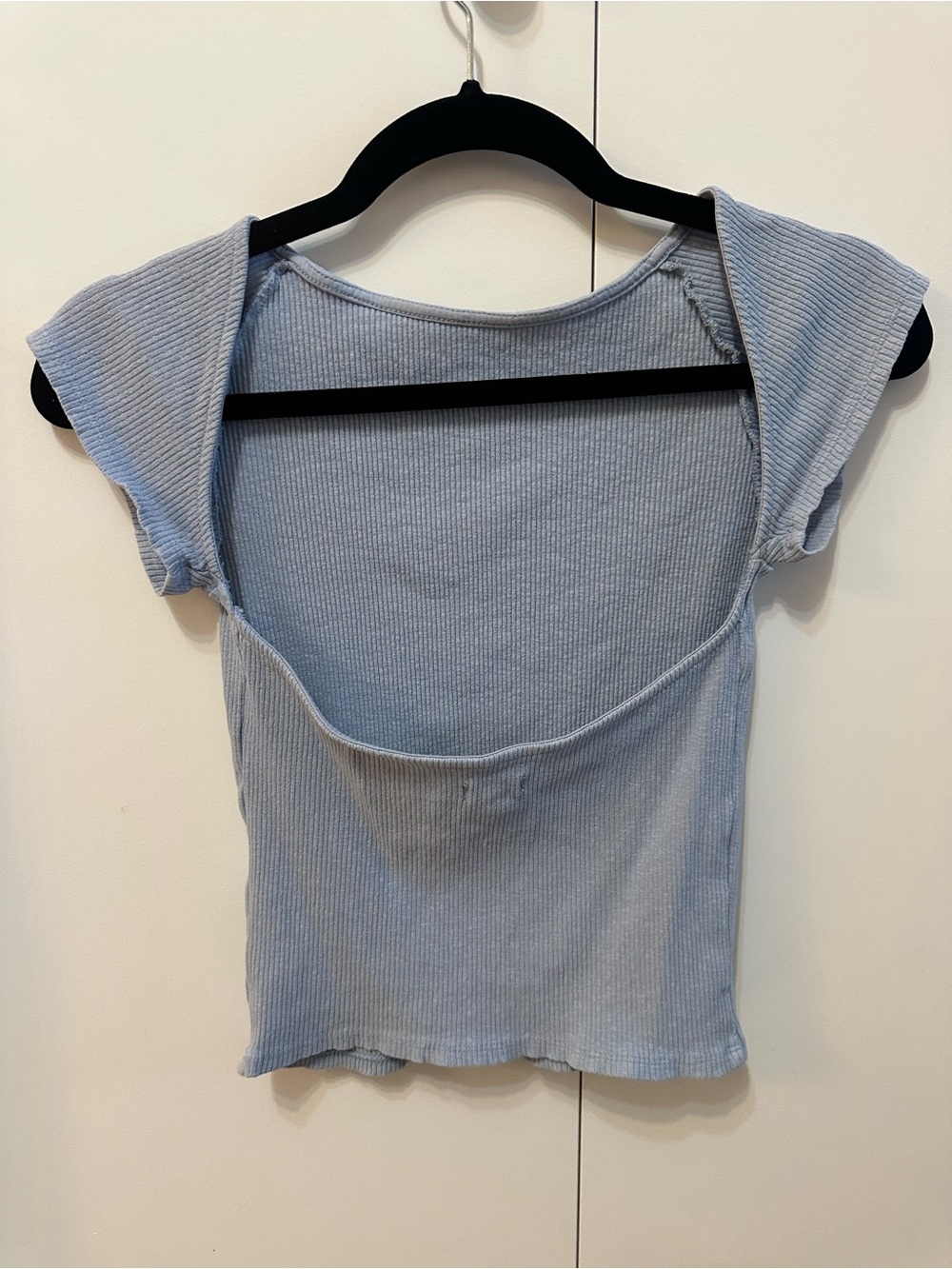 aerie, Light Blue Short Sleeve Top, Open Back, Small